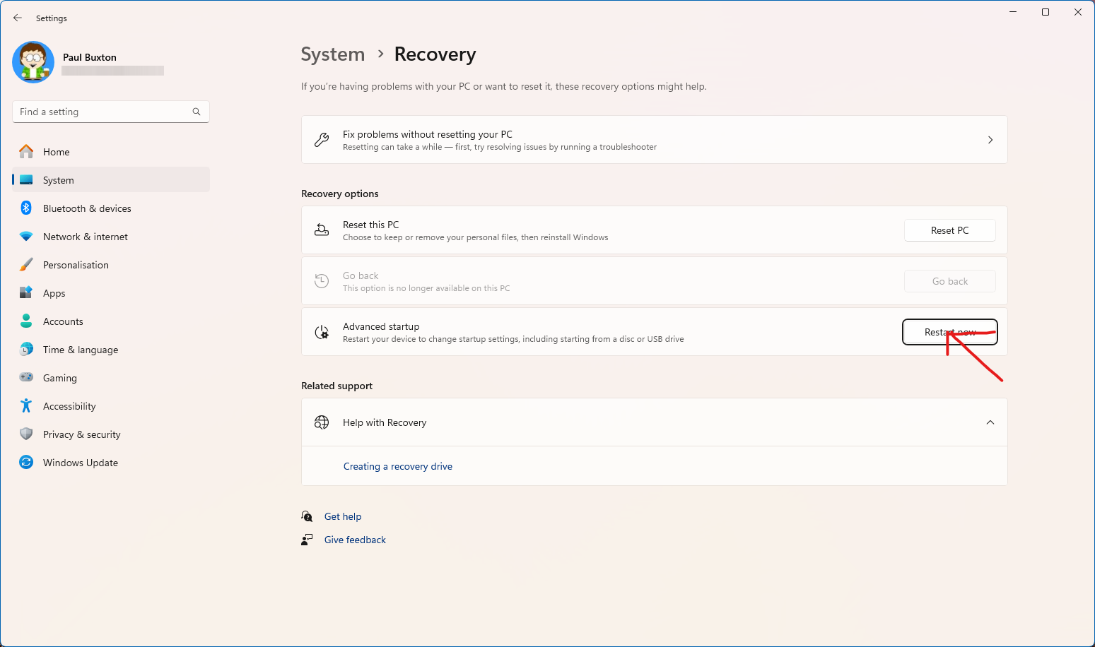 Restart Windows to boot menu